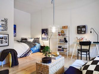 Studio Apartment: Soluções de estilo com elementos decorativos. 205+ Idéias Fotográficas de interior moderno