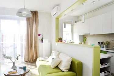 Studio Apartment: Soluções de estilo com elementos decorativos. 205+ Idéias Fotográficas de interior moderno