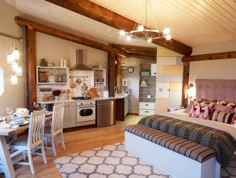 Studio Apartment: Soluções de estilo com elementos decorativos. 205+ Idéias Fotográficas de interior moderno
