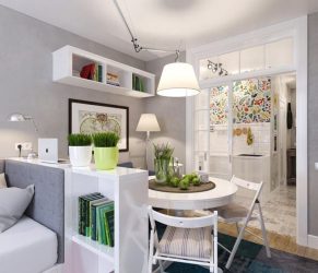 Studio Apartment: Soluções de estilo com elementos decorativos. 205+ Idéias Fotográficas de interior moderno