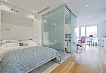 Studio Apartment: Soluções de estilo com elementos decorativos. 205+ Idéias Fotográficas de interior moderno