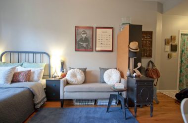 Studio Apartment: Soluções de estilo com elementos decorativos. 205+ Idéias Fotográficas de interior moderno