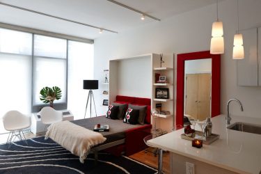 Studio Apartment: Soluções de estilo com elementos decorativos. 205+ Idéias Fotográficas de interior moderno