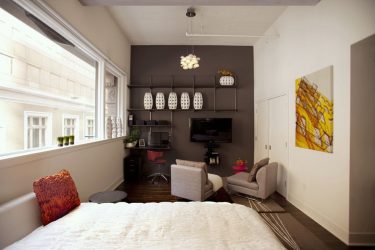 Studio Apartment: Soluções de estilo com elementos decorativos. 205+ Idéias Fotográficas de interior moderno