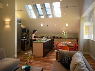 Studio Apartment: Soluções de estilo com elementos decorativos. 205+ Idéias Fotográficas de interior moderno
