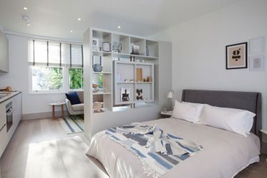 Studio Apartment: Soluções de estilo com elementos decorativos. 205+ Idéias Fotográficas de interior moderno
