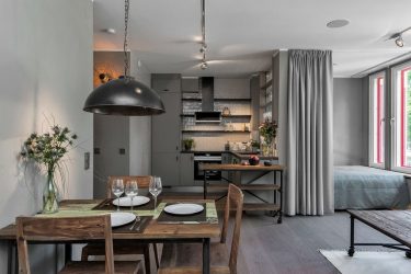 Studio Apartment: Soluções de estilo com elementos decorativos. 205+ Idéias Fotográficas de interior moderno