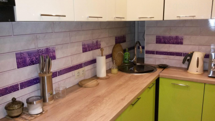 Porco no interior: Características e formas de colocação (avental de cozinha, piso, banheiro, paredes). Qual é o segredo da popularidade? (120 + fotos)