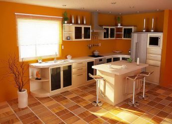 กระเบื้องห้องครัวบนพื้น: 150+ รูปถ่ายของความลับของการออกแบบที่สวยงาม
