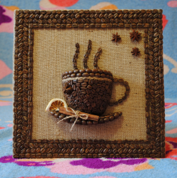 O artesanato mais incomum e interessante de café e grãos de café para 5+. Oficinas fáceis para iniciantes passo a passo (130 + foto)