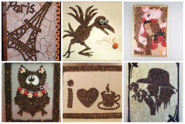 O artesanato mais incomum e interessante de café e grãos de café para 5+. Oficinas fáceis para iniciantes passo a passo (130 + foto)