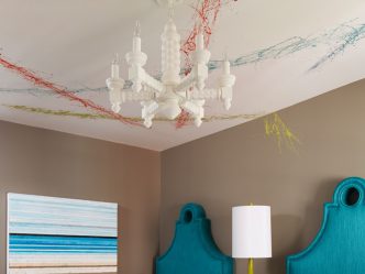 O teto na sala (310 + Foto): alta qualidade e moda. Apenas opções ganha-ganha