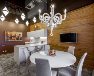 O teto na sala (310 + Foto): alta qualidade e moda. Apenas opções ganha-ganha