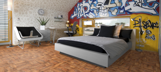 Qual é o piso de cortiça no interior? 100+ (foto) solução bem sucedida. Por que escolher ele?