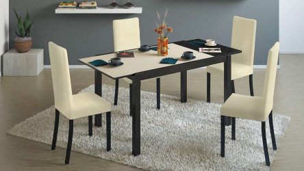 Mesa de cozinha dobrável (pequena, oval, vidro): Como escolher? Onde colocar? Como decorar?