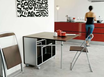 Mesa de cozinha dobrável (pequena, oval, vidro): Como escolher? Onde colocar? Como decorar?