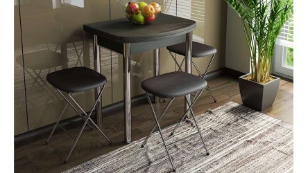Mesa de cozinha dobrável (pequena, oval, vidro): Como escolher? Onde colocar? Como decorar?