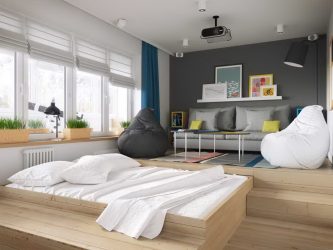 Maneiras de salas de zoneamento para o quarto e sala de estar: 195+ Photo Best Design Ideas with examples