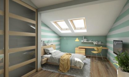 Idéias de design surpreendentes Quartos no sótão: 200 + (Foto) Interiores em estilo contemporâneo