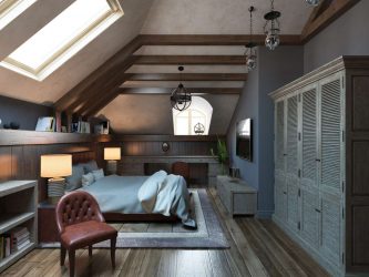 Idéias de design surpreendentes Quartos no sótão: 200 + (Foto) Interiores em estilo contemporâneo