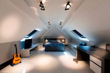Idéias de design surpreendentes Quartos no sótão: 200 + (Foto) Interiores em estilo contemporâneo