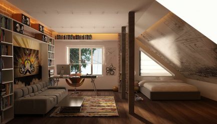 Idéias de design surpreendentes Quartos no sótão: 200 + (Foto) Interiores em estilo contemporâneo