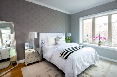 Quarto com papel de parede de duas cores 210+ Foto: Idéias de design que não deixarão ninguém indiferente