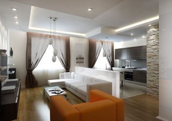 230+ صور الأفكار الداخلية شقق 1 (غرفة واحدة) من 40 متر مربع. تصميم عصري بسيط وأنيق