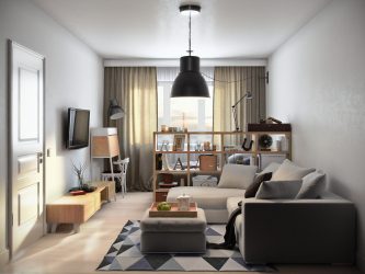 230+ صور الأفكار الداخلية شقق 1 (غرفة واحدة) من 40 متر مربع. تصميم عصري بسيط وأنيق