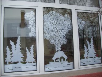 Como fazer decorações nas janelas de papel com as próprias mãos? (Mais de 150 fotos). Conhecemos o novo 2018 Year of the Dogs lindamente