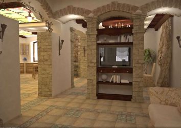 Acabamento de pedra interior (215 Foto): Segredos de um interior forte