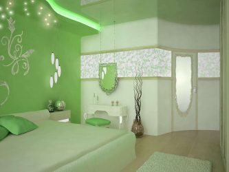 Como fazer um quarto verde interior o melhor lugar para relaxar? 175+ (Fotos) Opções de design (cortinas, papel de parede, paredes)