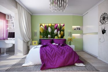 Como fazer um quarto verde interior o melhor lugar para relaxar? 175+ (Fotos) Opções de design (cortinas, papel de parede, paredes)