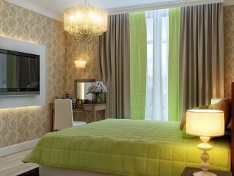 Como fazer um quarto verde interior o melhor lugar para relaxar? 175+ (Fotos) Opções de design (cortinas, papel de parede, paredes)