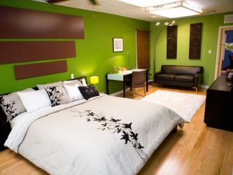 Como fazer um quarto verde interior o melhor lugar para relaxar? 175+ (Fotos) Opções de design (cortinas, papel de parede, paredes)