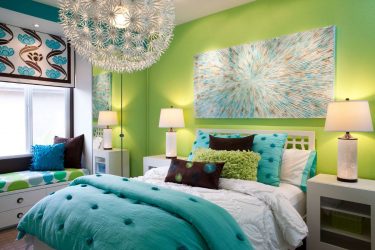Como fazer um quarto verde interior o melhor lugar para relaxar? 175+ (Fotos) Opções de design (cortinas, papel de parede, paredes)