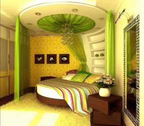 Como fazer um quarto verde interior o melhor lugar para relaxar? 175+ (Fotos) Opções de design (cortinas, papel de parede, paredes)