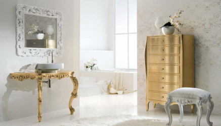 Cor dourada no interior - Design elegante entre luxo e luxo (205+ Foto de cozinha, quarto, sala de estar)