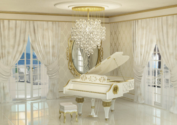 Cor dourada no interior - Design elegante entre luxo e luxo (205+ Foto de cozinha, quarto, sala de estar)
