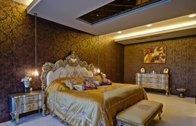 Cor dourada no interior - Design elegante entre luxo e luxo (205+ Foto de cozinha, quarto, sala de estar)