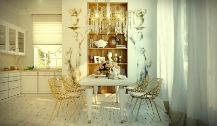 Cor dourada no interior - Design elegante entre luxo e luxo (205+ Foto de cozinha, quarto, sala de estar)