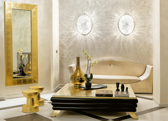 Cor dourada no interior - Design elegante entre luxo e luxo (205+ Foto de cozinha, quarto, sala de estar)